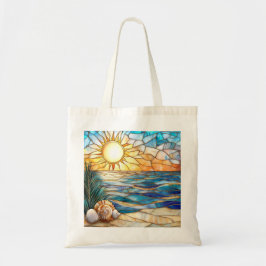 Strand-Sonnenuntergang-Tasche aus Buntglas Tragetasche