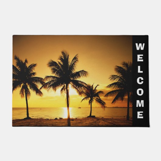 Strand-Sonnenuntergang-und Palme-Tür-Matte Fußmatte (Vorderseite)