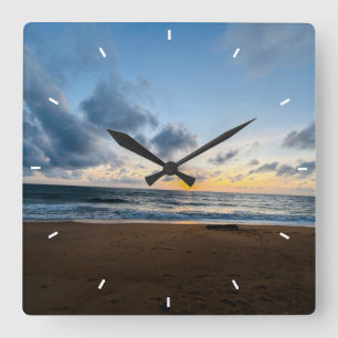 Strand Sonnenuntergang Wanduhr Ozean Küsten Deko