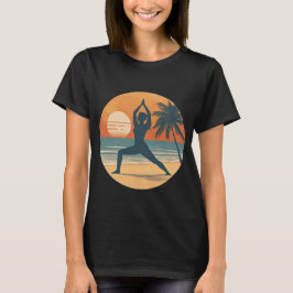 Strand Sonnenuntergang Yoga Silhouette | Coastal Y T-Shirt