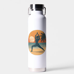 Strand Sonnenuntergang Yoga Silhouette   Küsten-Yo Trinkflasche