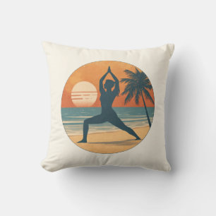Strand Sonnenuntergang Yoga Silhouette Reversibl Kissen