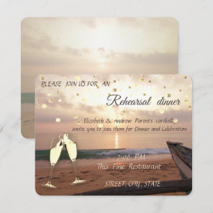 Strand Sonnenuntergangs Hochzeit, Brille Probeesse Einladung