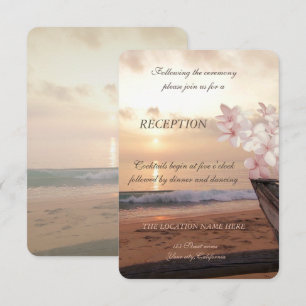 Strand Sonnenuntergangs Hochzeit, Plumeria Empfang Einladung