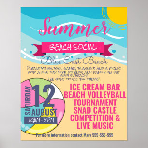 Strand-Sozial-Schul-PTO-Flugblatt- und Poster-Vorl Poster