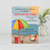 Strand-Spaß-Geburtstags-Einladungen Einladung (Stehend Vorderseite)