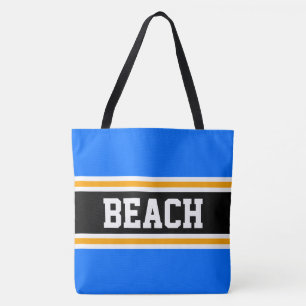 Strand Spaß Helles Blau Orange Schwarz Sommer Stre Tasche