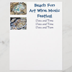 Strand Spaß Kunst Wein Musik Festival Flyer Papier
