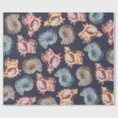 Strand Spiral Seashells & Conch Muscheln Küste Geschenkpapier (Flach)
