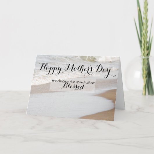 Strand - Sprichwörter 31:28 Bibel Verses Mütter Ta Karte (Vorderseite)