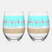Strand-Spruch-Flamingos  Weinglas Ohne Stiel (Vorderseite)