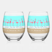 Strand-Spruch-Flamingos  Weinglas Ohne Stiel (Links)