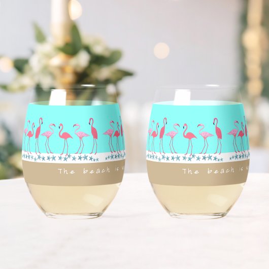 Strand-Spruch-Flamingos  Weinglas Ohne Stiel (Insitu (Hochzeit))
