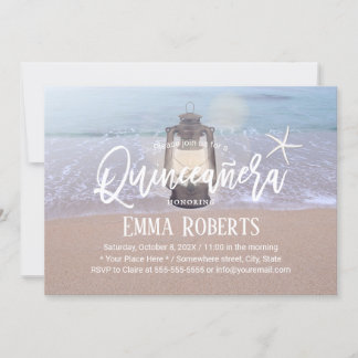 Strand Starfish & Lantern Quinceanera 15 Geburtsta Einladung