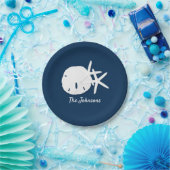 Strand Starfish Sand Dollar Blau Personalisiert Pappteller (Party)