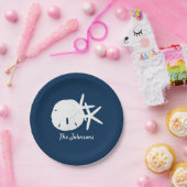 Strand Starfish Sand Dollar Blau Personalisiert Pappteller (Party)