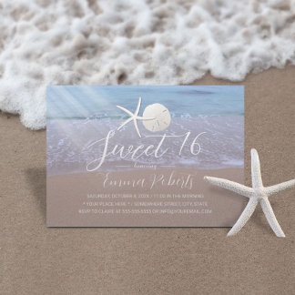 Strand Starfish & Sand Dollar Elegant Sweet 16 Einladung