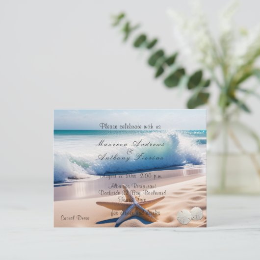 Strand Starfish Sand Waves Einladung (Stehend Vorderseite)