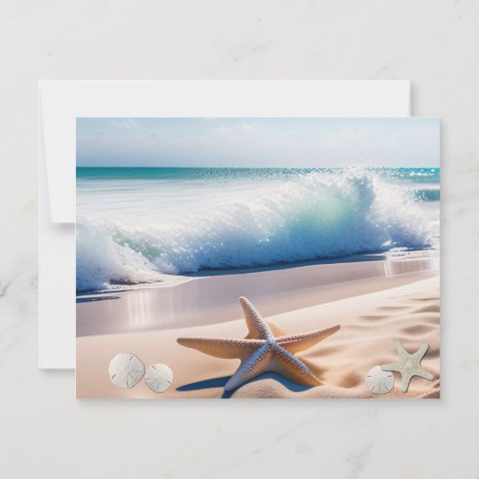 Strand Starfish Sand Waves Einladung (Rückseite)