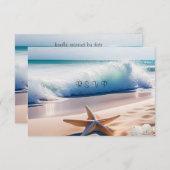 Strand Starfish Sand Waves RSVP Karte (Vorne/Hinten)