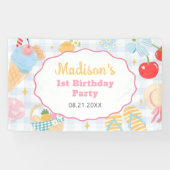 Strand-Strand-Pastell-Doodle-Mädchen-Geburtstag Banner (Horizontal)