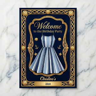 Strand Streifen-Feier Geburtstag Poster