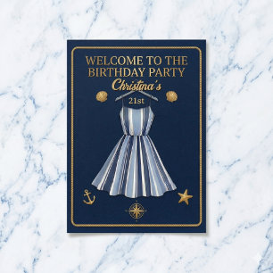 Strand Streifen-Feier Geburtstagsplakat Poster