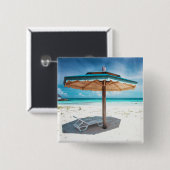 Strand-Stuhl und silberner Sand-Strand des Button (Vorne & Hinten)