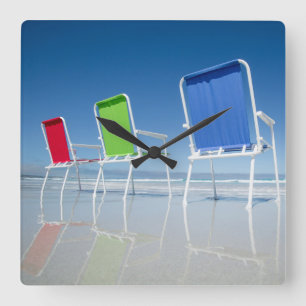 Strand-Stühle in Australien Quadratische Wanduhr