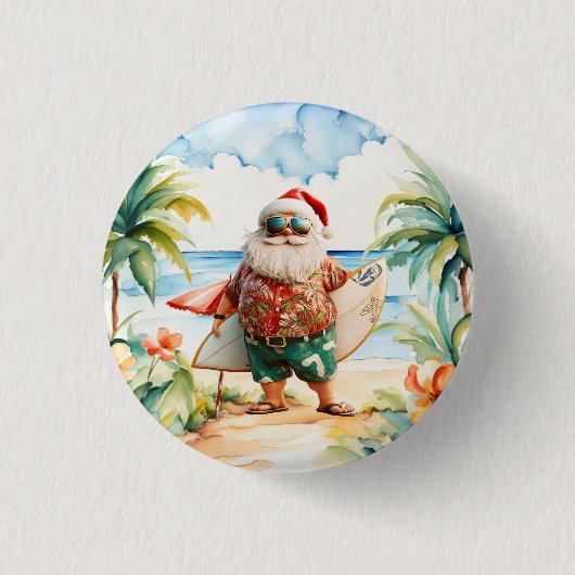 Strand-Surf-Weihnachtsfeier mit dem Weihnachtsmann Button (Vorderseite)