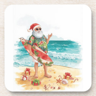 Strand-Surf-Weihnachtsfeier mit dem Weihnachtsmann Getränkeuntersetzer