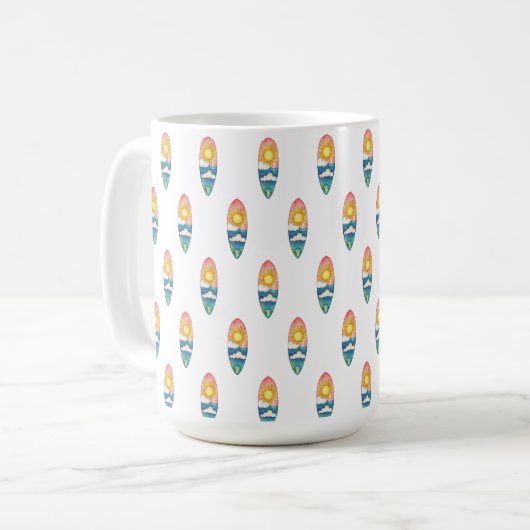 Strand-Surfbrett-Muster-Tasse Kaffeetasse (Vorderseite Links)