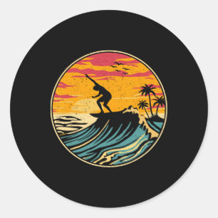 Strand Surfen Surfboard Shirts Vintage Surfer Retr Runder Aufkleber