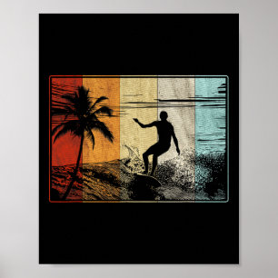 Strand Surfen Surfbrett Vintage Retro Surfer  Poster