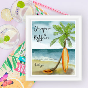 Strand-Surfen - Windel-Lotterie-Spiel Poster