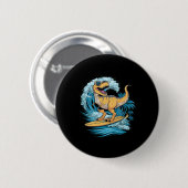 Strand Surfende Dinosaurier T-Rex Surfer  Button (Vorne & Hinten)