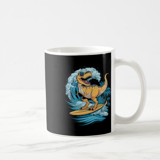 Strand Surfing Dinosaur T-Rex Surfer Kaffeetasse (Rechts)