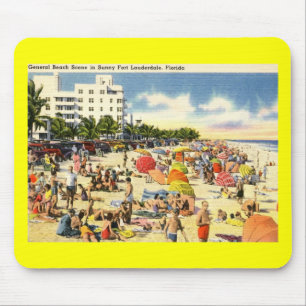 Strand Szene, Fort Lauderdale, Florida Vintag Mousepad