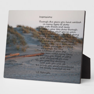 Strand-Szene mit Gedicht "Impressions"-Plakette Fotoplatte