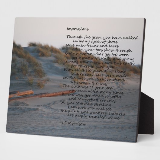 Strand-Szene mit Gedicht "Impressions"-Plakette Fotoplatte (Seite)