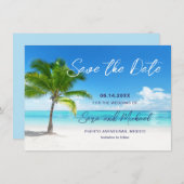 Strand-Szene mit Palm Tree Hochzeit Speichern Sie Save The Date (Vorne/Hinten)