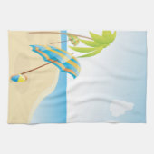 Strand-Szene mit Regenschirm, Palmen u. Wasserball Handtuch (Horizontal)