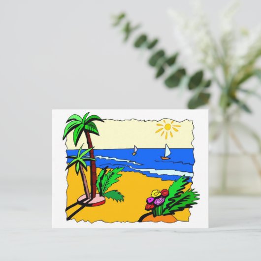 Strand Szene Postkarte (Stehend Vorderseite)