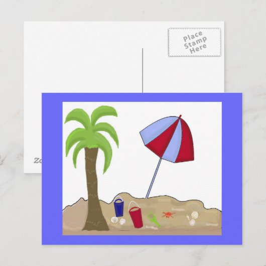 Strand Szene Postkarte (Vorne/Hinten)