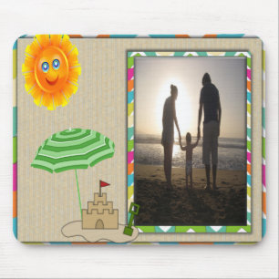 Strand-Szene, Sun, Sand, Sandcastle-Foto-Schablone Mousepad