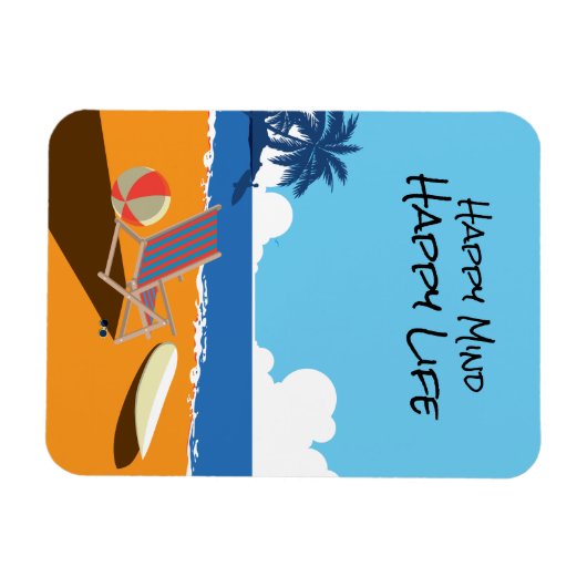 Strand-Szene, Surfbrett, Stuhl, Ozean Magnet (Horizontal)