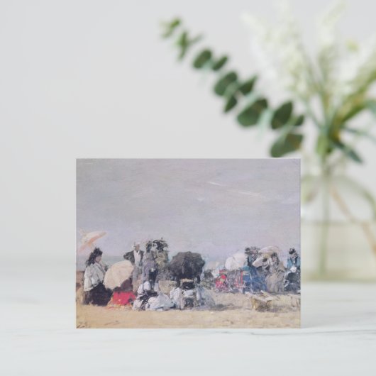 Strand Szene, Trouville, 1873 Postkarte (Stehend Vorderseite)
