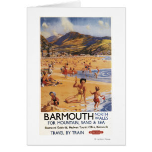 Strand-Szenen-Mutter und Kinder British Rail