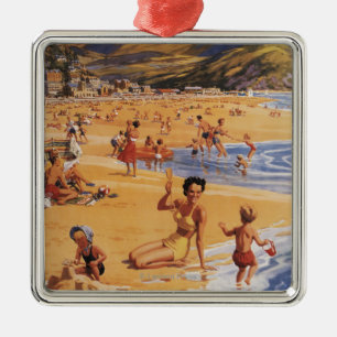 Strand-Szenen-Mutter und Kinder British Rail Ornament Aus Metall