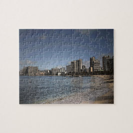 Strand-Szenenpuzzlespiel Oahus Hawaii Waikiki Puzzle